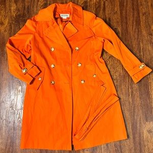 Michael Khors. Orange SPRING Long Trench Coat. Sz L